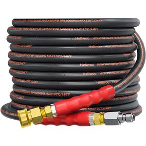 Pressure Washer Hose 25FT 3/8", 4800PSI No Marking Kink Free Hose with Quick Connect Ends and Adapters for Hot & Cold Water up to 140F, Steel Wire Braided Hose for Power Washing