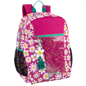 A.D. Sutton Flower Backpack With Pencil Case - Pink