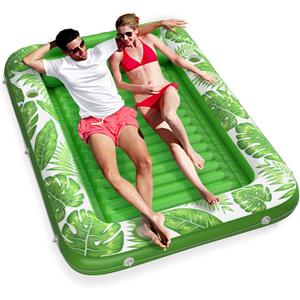 Inflatable Tanning Pool Lounger Float - Jasonwell 4 in 1 Sun Tan Tub Sunbathing Pool Lounge Raft Floatie Toys Water Filled Tanning Bed Mat Pad for Adult Blow Up Kiddie Pool Kids Ball Pit Pool (X-Large, Green)