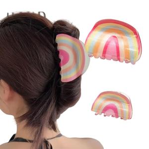 2 PCS Rainbow Hair Clips, Fun Fruit Claw Clips Pride Day Hair Claw Clip Rainbow Hair Accessories Pride Parade for Women (Colorful)