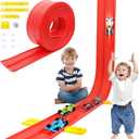Ancaixin Flexible Race Track 17Ft Toys for Kids, Car Track with 4 Small Racecars Compatible with Hot Wheels and Diecast 1/64th Cars, Rolls Up Portable Racetrack, Birthday Gifts for Boys Girls Ages 3+