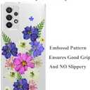 Unov Case Compatible with Galaxy A52 4G and 5G Clear with Design Soft TPU Shock Absorption Slim Embossed Pattern Protective Back Cover Galaxy A52 4G/5G (Very Peri Bouquet)