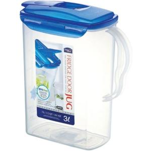 LocknLock Aqua Fridge Door Water Jug with Handle BPA Free Plastic Pitcher with Flip Top Lid Perfect for Making Teas and Juices, 3 Quarts, Blue (96 Ounces)