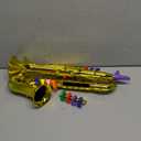 Lewtemi Set of 3 Saxophone for Kids Musical Instruments Toy Saxophone Toy Trumpet and Clarinet with 8 Colored Coded Keys Teaching Songs Gifts for Toddlers Children(Gold)