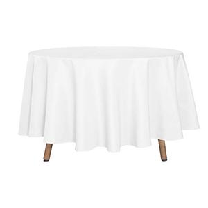 sancua Round Tablecloth - 90 Inch - Water Resistant Spill Proof Washable Polyester Table Cloth Decorative Fabric Table Cover for Dining Tables, Buffet Parties and Camping, White