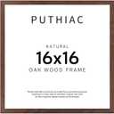 puthiac 16x16 Solid Oak Wood Picture Frame, Fits 12x12 with Mat or 16x16 Without Mat, Wall Display Only, Plexi Front, 1 Pack, Walnut