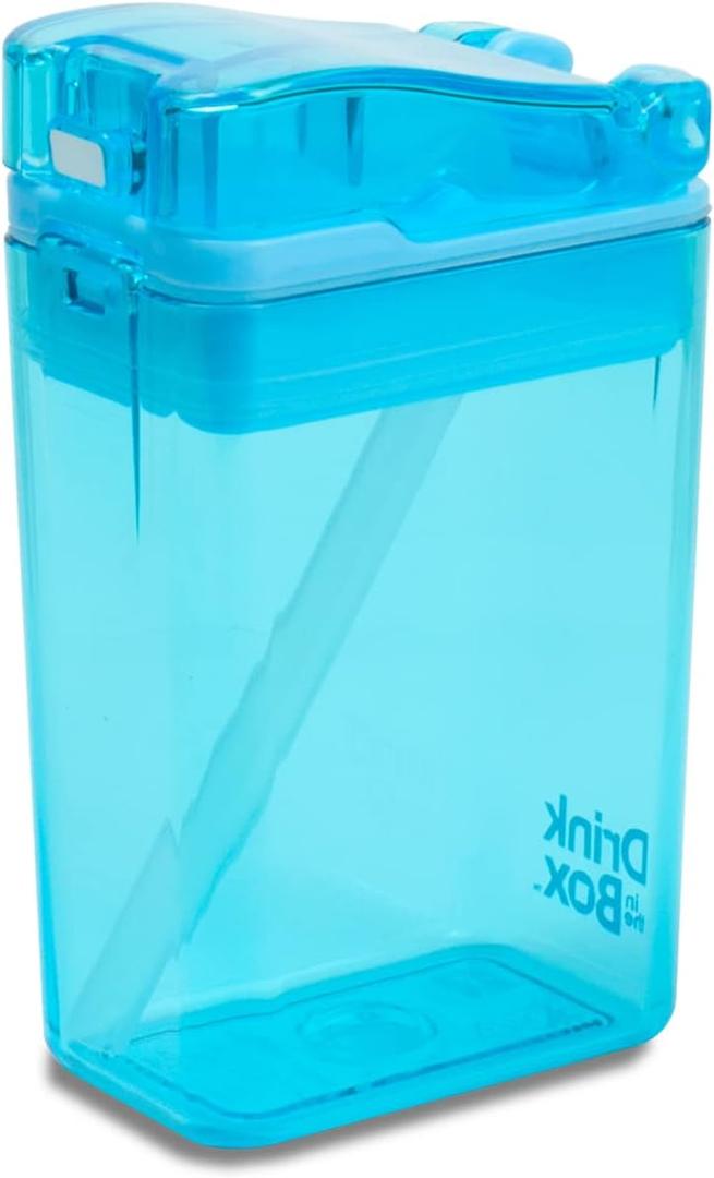 Precidio Design Drink in the Box Eco-Friendly Reusable Drink and Juice Box Container, 8 ounce (Blue)