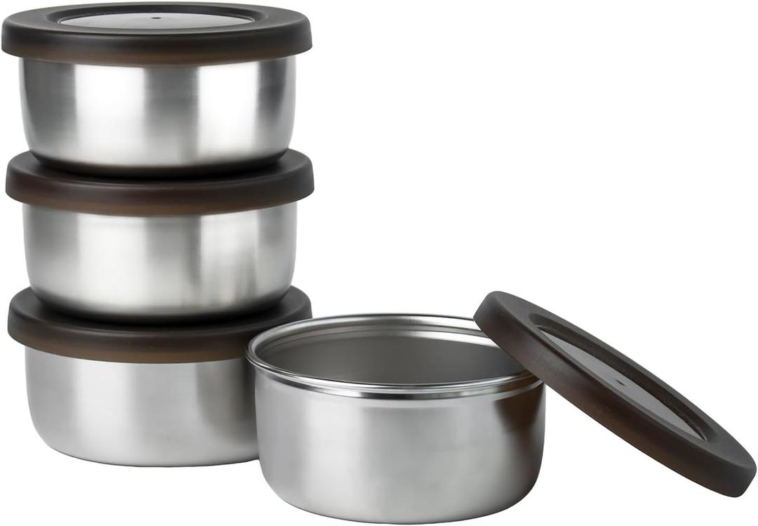 8.5 oz Stainless Steel Lidded Bowls, 4 Pack Unbreakable Small bowls with BPA-free Plastic Lids for Meal Prep, Cooking, Snacks, Leftovers