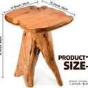 Mushroom Side Table, 18.9 inch Tall Live Edge Wood Stool, Freeform Natural Plant Stand for Garden, Yard, Living Room, Bedroom, 14.2"D x 13.8"W x 18.9"H