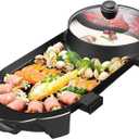 SEAAN Hot Pot with Grill, Korean BBQ Grill Indoor Hotpot Pot Electric Combo, Shabu Shabu Pot with Divider KBBQ Grill Smokeless Non-stick Separate Dual Temperature Control, for 2-12 People, 110V (Integrated)