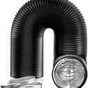 Hon&Guan 6 inch Air Duct - 16 FT Long, Black Flexible Ducting HVAC Ventilation Air Hose for Grow Tents And Ventilation System.