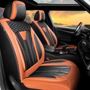 Fit Accord Car Seat Covers Premium Leather for Honda Accord 2012-2024 2025. Waterproof Breathable, Scratch-Resistant & All-Weather Seat Cushion ProtectorFront Seat,Orange&Black