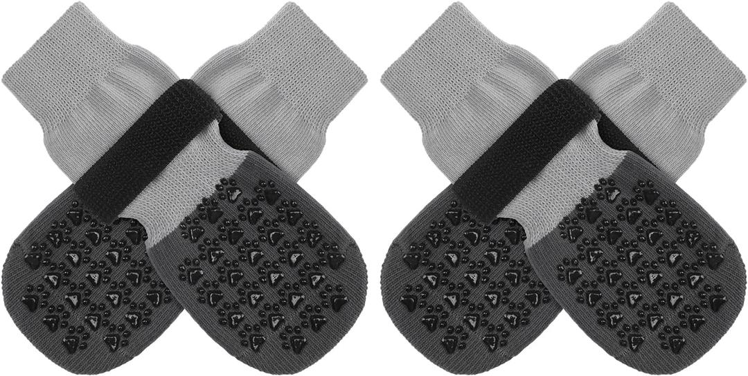 SCENEREAL Dog Socks to Prevent Licking Paws for Hardwood Floors Anti Slip, Dog Grippy Socks Shoes for Senior Small to Large Dogs, Dog Boots & Paw Protectors for Hot/Cold Scratching Pavement (M(Paw width 2.5"), Light Gray)