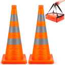 2 Pack 36In Collapsible Traffic Safety Cones with Reflective Collar