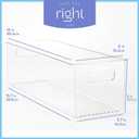 Plastic Food Storage 4 Pack Clear Container Bin with Handles for Organizing Kitchen, Pantry, Refrigerator, Freezer, Pantry, Cabinet, Closet, Bathroom. 16x6x5