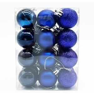 24pcs Christmas Tree Balls Xmas Decoration Ornaments Christmas Ball Ornaments 3cm (Blue)