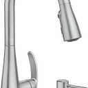Moen Reyes Spot Resist Stainless One-Handle High Arc Pulldown Kitchen Faucet with Soap Dispenser and Power Boost, 87932SRS