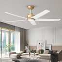 ocioc 52 inch Ceiling Fans with Lights and Remote Control Ultra Quiet DC Motor 3 Color Temperatures Modern Ceiling Fan for Bedroom Kitchen Indoor Covered Outdoor Gold
