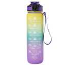 Motivational Water Bottle, 1 Litre, Time Marker with Straw, Leakproof, BPA-Free, Multicolour Gradient