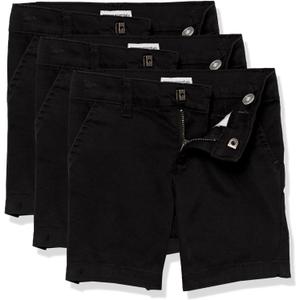 Amazon Essentials Girls' School Uniform Shorts for Kids, Pack of 3, Black, 14