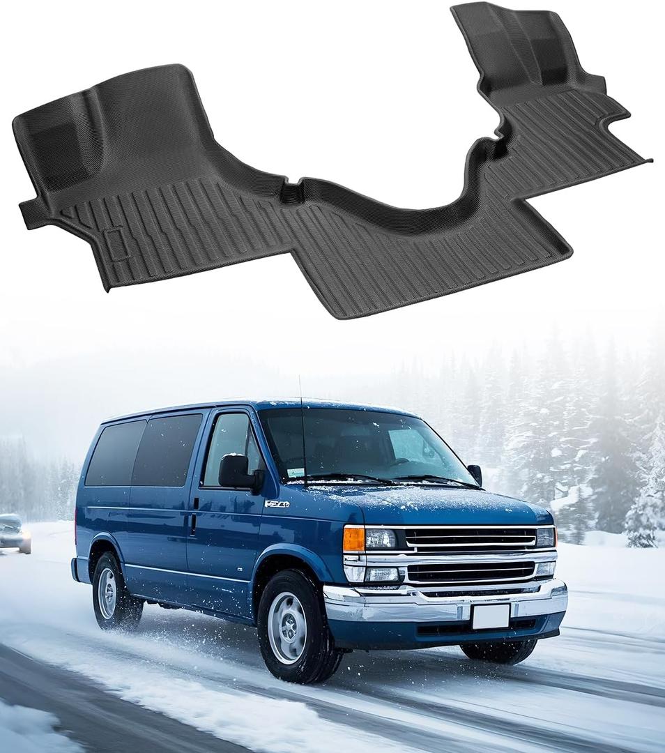 Car Floor Mat for Ford Econoline: for Econoline/E-Series 2025-2007 E150/E250/E350/E450, All Weather TPE Carpet Rubber Rug Interior Vehicle Accessories Heavy Duty Van Floormats Front Row Liner