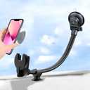Car Phone Mount for Collapsible Grip/Socket Mount User,Windshield/Dashboard/Vent Phone Holder with Strong Suction Cup,13-Inches Long Arm Gooseneck Cell Phone Cradle for Swappable Grip Stand
