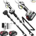 Electric Pruning Shears with Pole 1.4-2.0 Cutting Diameter & 2-IN-1 Electric Pole Pruner,2PCS 21V 3.0Ah Batteries,Brushiless Motor,4 Modes Adjustable Branches Cutter for Flower, Tree Trimming(Gray)