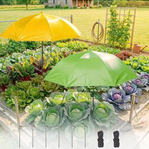 Plant Umbrella for Outdoor Plants 2/4 Pack, 35.43" Upgraded Large Plant Shade with Wind Rope & Stakes, 80% UV Block Waterproof Garden Shade for Potted Flowers Vegetables