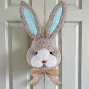 DR.DUDU 15 Inch Easter Door Decor Bunny Wreath - Easter Decorations 3D Realistic Rabbit Head, Spring Door Decor for Indoor Outdoor Wall Porch
