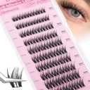 Self Adhesive Eyelashes Wispy Self Adhesive Lash Clusters Natural Clear Band Eyelash Clusters 8-14mm Short Cluster Eyelash Extensions Pre-Glued Cluster Lashes by Delyneph
