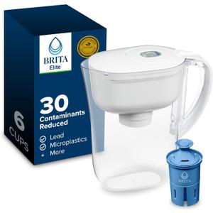 Brita Water Pitcher, Everyday Elite Filter, Removes 99% of Lead, Includes 1 Filter, 10-Cup Capacity, White