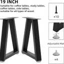 19 '' Trapezoid Metal Table Legs,Replacement Furniture Legs Set of 2 for DIY Coffee Tables, Bench, Modern Desks, Night Stands, Sofa(19.3”H x 13”W)