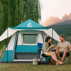 Hewolf Instant Tent for 4-6 Person Camping, Waterproof Easy Pop Up Tent Sets Up in 60 Seconds for Family Outdoor Hiking & Backpacking with Carry Bag
