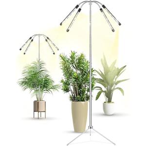 Grow Lights for Indoor Plants Full Spectrum, 15-62 Inches Height Adjustable Dsektop and Standing Plant Growing Lamps with Detachable Tripod Stand, Auto On/ Off Timer (Full Spectrum, Four Heads)