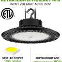BFT UFO LED High Bay Light 240w 5000K 36,000LM 0-10V Dimmable High Bay Led Shop Lights UL 5-Foot Cable IP65 Hook Mount Shop Lights for Warehouse Workshop