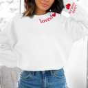 MOUSYA Valentines Day Sweatshirt Women Love Heart Graphic Shirts Christian Pullover Long Sleeve Tops White (White, L)