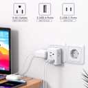 2 Pack European Travel Plug Adapter, Mifaso International Power Plug Adapter with 3 Outlets 3 USB Charging Ports(2 USB C), Type C Plug Adapter Europe Travel Essentials to Spain Italy France