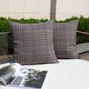 Kevin Textile Pack of 2 Decorative Outdoor Waterproof Throw Pillow Covers Stripe Square Pillowcases Modern Cushion Cases for Patio Couch Bench 20 x 20 Inch Grey