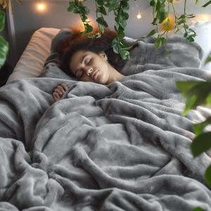 Bedsure Fleece California King Blanket - Lightweight Plush Fuzzy Cozy Soft Large Blankets for Bed, Grey, 102x96 inches