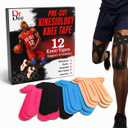 Kinesiology Tape for Knees, 12 Pcs 9"×10" – Athletic Tape for Support & Stability, Pre-Cut KT Tape, Waterproof Sweat-Resistant, Breathable Latex-Free Kinesiology Knee Tape for Sports by Dr. Dee