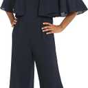 London Times womens 2pc V-neck Wide Leg Jumpsuit With Capelet Jacket Polished Feminine, Size 12