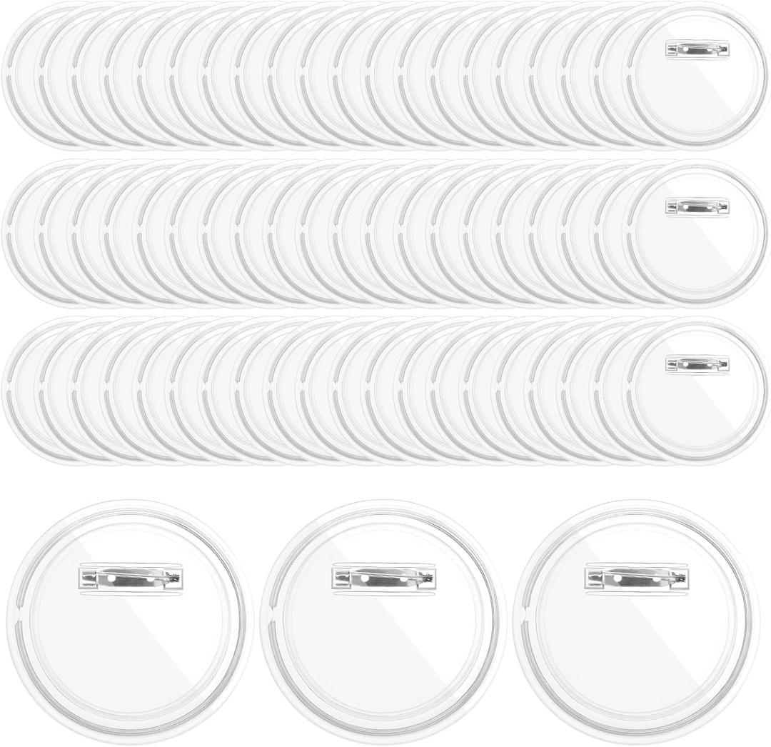 60Pcs 3 Inch Acrylic Button Pins, Blank Custom Pin Maker Bulk Photo Buttons Make Your Own for Crafts DIY Buttons Badges