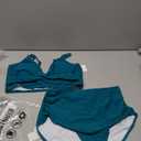 Women's High Waisted Bikini Sets Push Up Twist Front Spaghetti Straps Ruched Two Piece Swimsuit Bathing Suit (Medium, Teal)