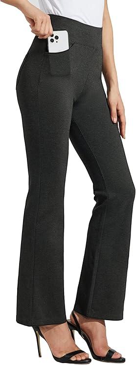 Willit Women's Yoga Dress Pants Bootcut Stretch Work Slacks Office Pants 4 Pockets 28"/29"/30"/31"/33", Size L