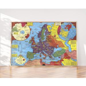 World War II: World Theater - Pictorial Map, 1943 - Historical Map Print - 24in x 16in