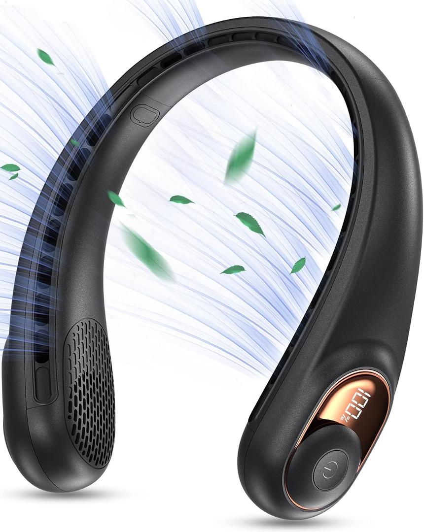 KIDEE Neck Fan, Portable Bladeless Neck Fans, Upgrade 360 Airflow, Super Quiet, 3 Speeds, 4000mAh Personal Wearable Neck Fan, Upgraded Cooling Air Volume USB Rechargeable Hands Free Fan