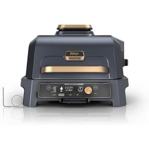 Ninja Woodfire Pro Connect XL Outdoor Grill & Smoker | Bluetooth, App Enabled | 7-in-1 Grill, BBQ Smoker, Outdoor Air Fryer | Woodfire Technology | Built-In Thermometer | Blue & Gold| OG951BL1
