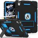 Grifobes Case for iPad Air 11-inch (M3/M2) 2025/2024, for iPad Air 5th/4th Generation 2022/2020 10.9", Heavy Duty Rugged Cover with Stand/Pencil Holder for i Pad Air 6th 5 4 Gen (Black+Blue)