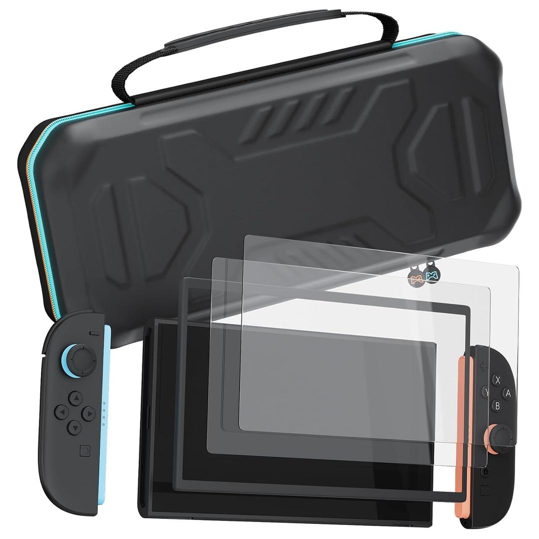 Hosanwell Longest Durable Travel Carrying Case for Switch 2 2025,2 Screen Protector,Hard Carrying Case with 12 Game Cards,Black [nintendo_switch_2]