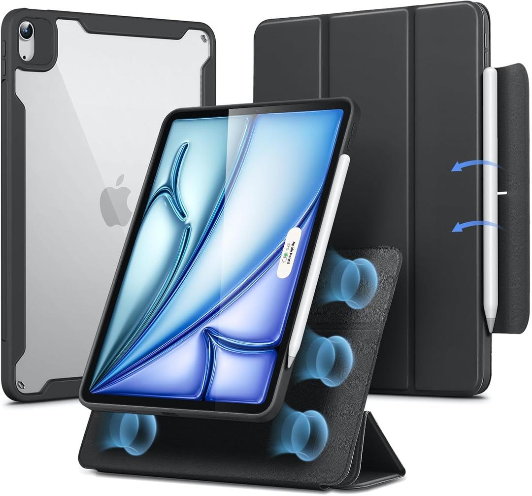 ESR for iPad Air 11 Inch Case M3/M2 (2025/2024), iPad Air 5th/4th Gen Case (2022/2020) 10.9 Inch with Pencil Holder, Removable Magnetic Cover, Vertical Stand, Rebound 360 Series, Black